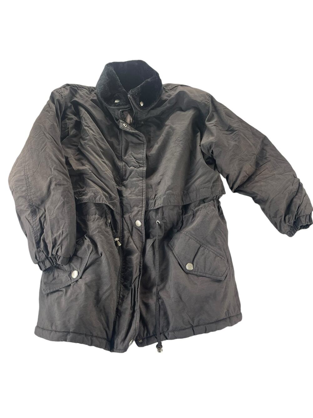 P.A. Originals Black Snap Button Down Puffer Coat Jacket Women's Size Medium